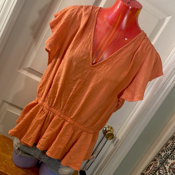 Sam Edelman Tops - Sam Edelman Orange Peplum Tunic with Short Sleeves
